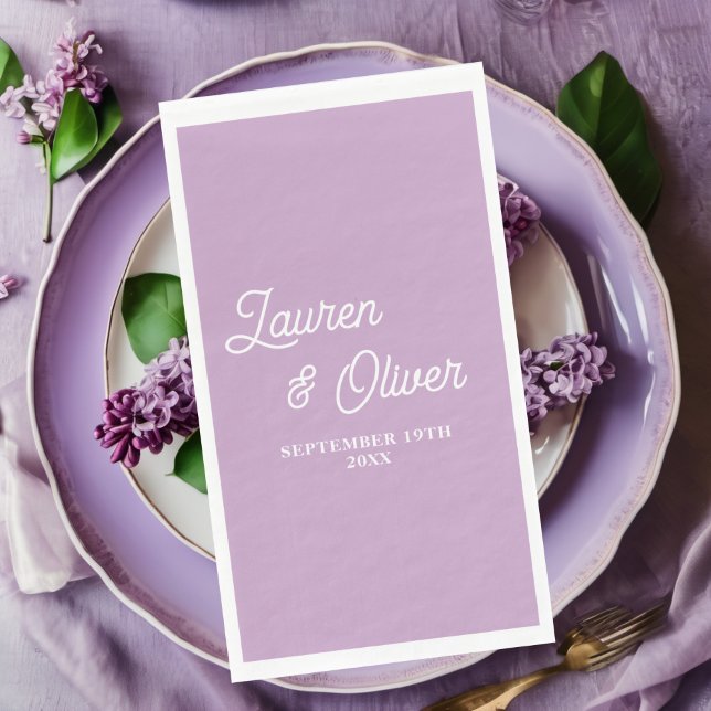 Lilac Purple Script Minimalist Wedding Napkin (Creator Uploaded)