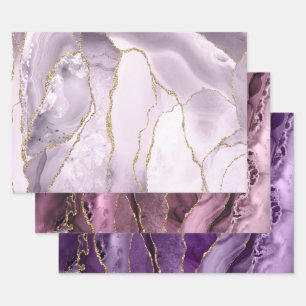 lilac purple shades agate wrapping paper sheets