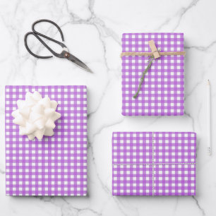 Lilac Purple Simple Plaid Wrapping Paper Sheet