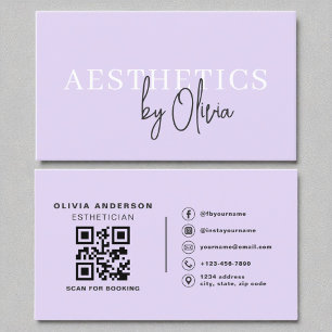 Lilac Purple Skincare Esthetician QR Code  Business Card