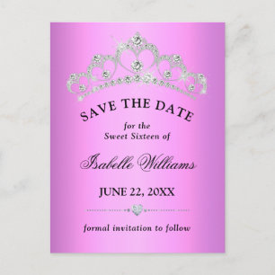 Lilac Purple Sweet 16 Save The Date Postcard