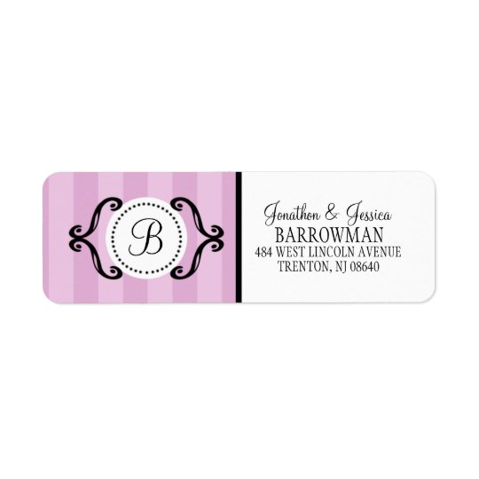 Lilac Purple Sweet Charming Striped Personalizedg Return Address Label