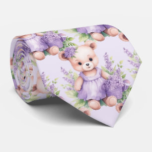 Lilac Purple Teddy Bear Neck Tie