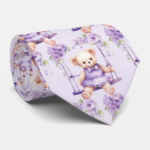 Lilac Purple Teddy Bear Tie