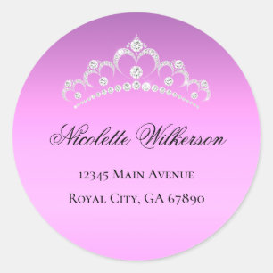 Lilac Purple Tiara Crown Address Label