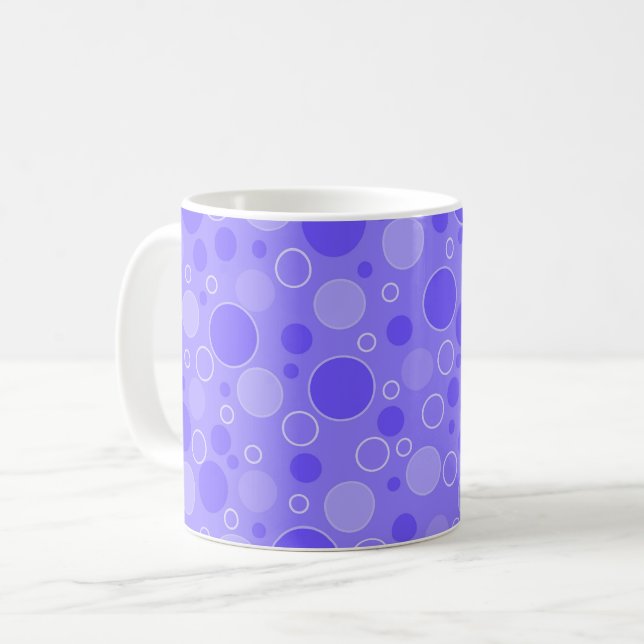 Lilac purple tones with polka dots in retro sixtie coffee mug (Front Left)