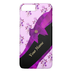 Lilac purple vintage floral flower pattern iPhone 8 plus/7 plus case