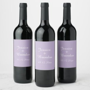 Lilac Purple Violet Simple Elegant Wedding Wine Label