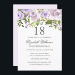 Lilac Purple Watercolor Floral 18th Birthday Invitation<br><div class="desc">More Elegant Floral Invitations in the Little Bayleigh Store!</div>