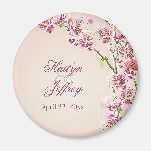 Lilac purple watercolor flowers wedding favor magnet (Front)
