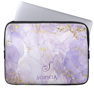 Lilac purple watercolor Ink Customisable Laptop Sleeve