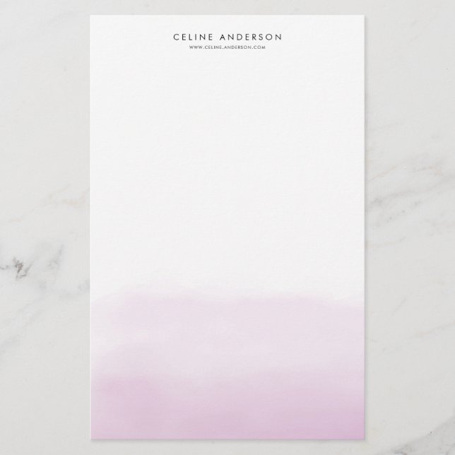 Lilac Purple Watercolor Ombre Gradient Custom Stationery (Front)