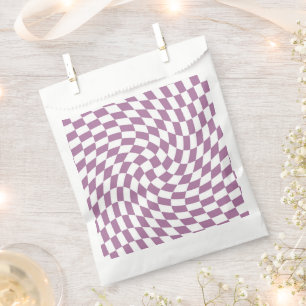 Lilac Purple Wedding Collection Check Chequered   Favour Bags