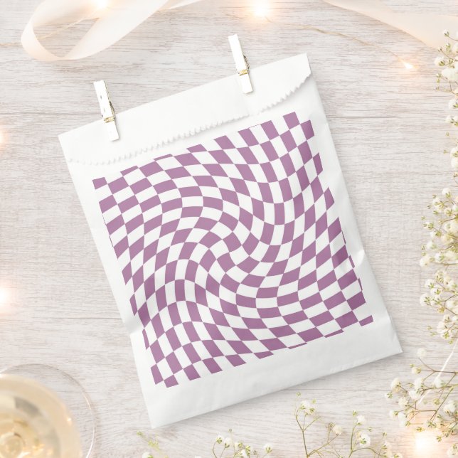Lilac Purple Wedding Collection Check Chequered   Favour Bags (Clipped)