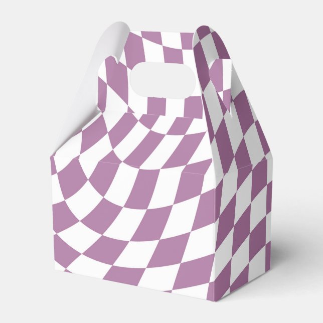 Lilac Purple Wedding Collection Check Chequered Favour Box (Front Side)