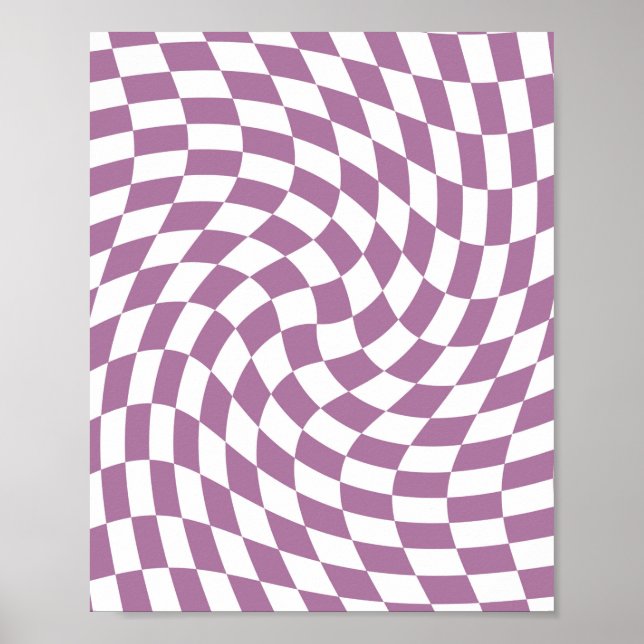 Lilac Purple Wedding Collection Check Chequered  Poster (Front)