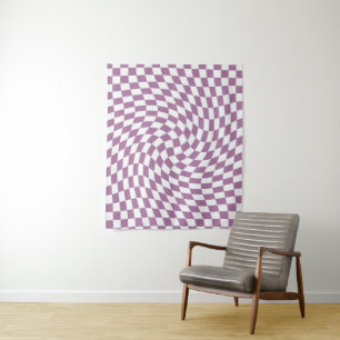 Lilac Purple Wedding Collection Check Chequered Tapestry