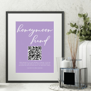 Lilac Purple Wedding Honeymoon Fund QR Code Poster