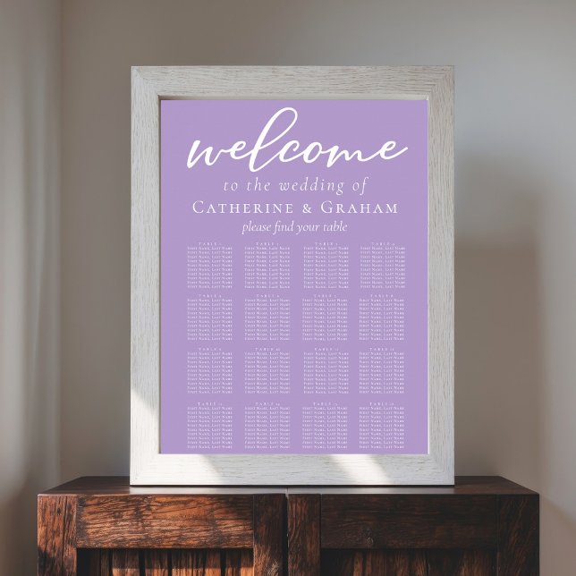 Lilac Purple Wedding Minimalist Seating Chart (Creator Uploaded)