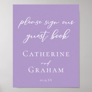 Lilac Purple Wedding Sign Our Guest Book Poster