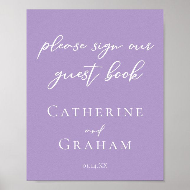 Lilac Purple Wedding Sign Our Guest Book Poster (Front)