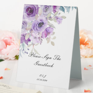 lilac purple welcome sign for weddings