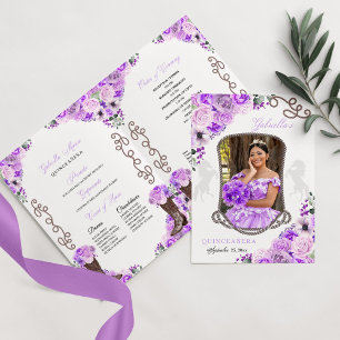 Lilac Purple Western Charro Quinceañera Program Invitation