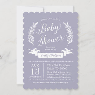Lilac Purple Whimsical Cottage Garden Baby Shower Invitation