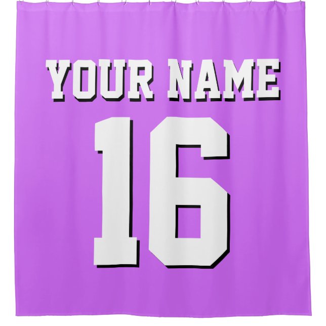 Lilac Purple White Sports Jersey Team Jersey Shower Curtain (Front)