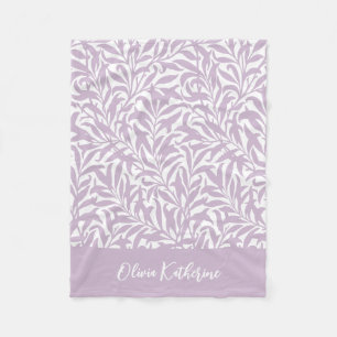 Lilac Purple Willow Bough Monogrammed Fleece Blanket