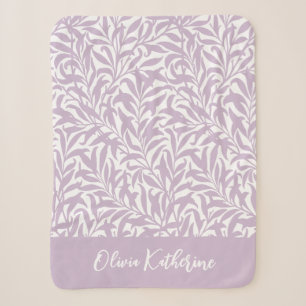 Lilac Purple Willow Bough Monogrammed Sherpa Blanket