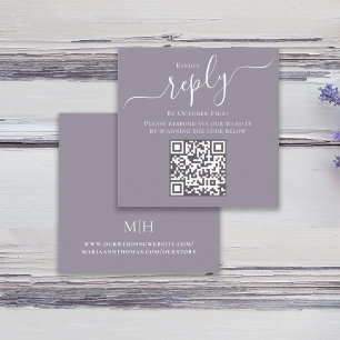 Lilac QR Code RSVP Minimalist Calligraphy Enclosure Card