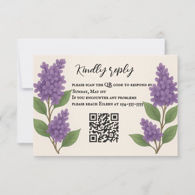 Lilac Reverie QR Code RSVP Card (Front)