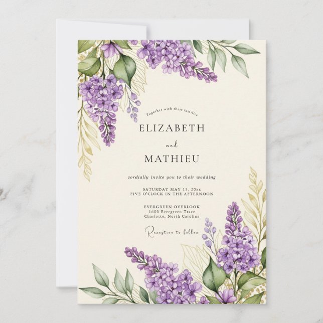 Lilac Romantic Spring Wedding Invitation (Front)
