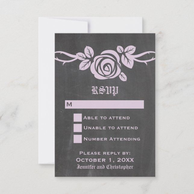 Lilac Rose Chalkboard Response Card (Front)