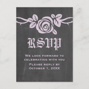 Lilac Rose Chalkboard RSVP Postcard
