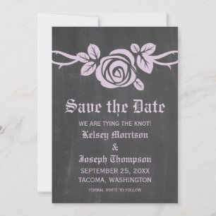 Lilac Rose Chalkboard Save the Date Invite