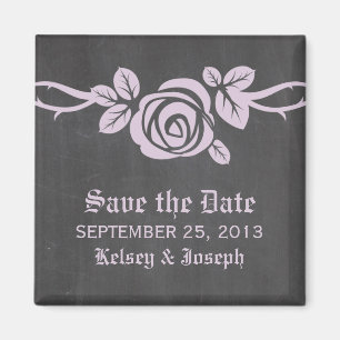 Lilac Rose Chalkboard Save the Date Magnet