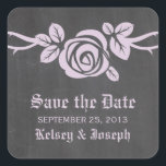 Lilac Rose Chalkboard Save the Date Stickers<br><div class="desc">Sweet and pretty Rose Chalkboard Save the Date Stickers in lilac purple featuring a single lovely rose on a vine on a chalkboard look background. This elegant design is perfect for announcing your spring or summer wedding. Easy to customise, simply add your wedding details in the text fields provided. Click...</div>