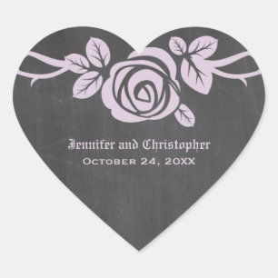 Lilac Rose Chalkboard Wedding Stickers