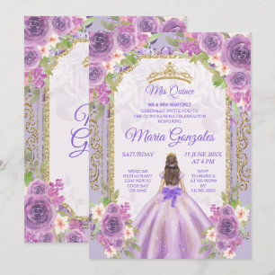 Lilac Rose Mexican Girl 15th Birthday 1 Invitation