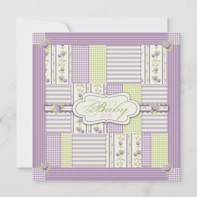 Lilac Rose Quilt Card Square (Front)