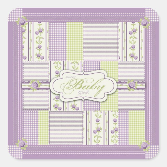Lilac Rose Quilt Square Sticker 2 (Front)
