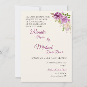 Lilac Rose Wedding Invitation