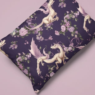 Lilac, Roses, and White Dragons Pillowcase