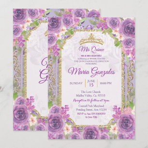 Lilac Roses Mexican 15th Birthday Invitation 1