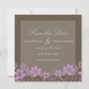 Lilac Rustic Floral Save the Date Invite