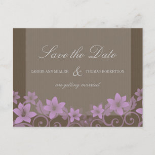 Lilac Rustic Floral Save the Date Postcard