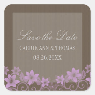 Lilac Rustic Floral Save the Date Stickers