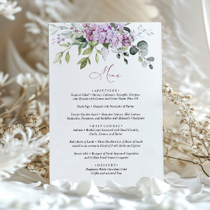 Lilac Sage Green Menu Card Wedding
